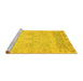 Sideview of Machine Washable Oriental Yellow Traditional Rug, wshabs1611yw