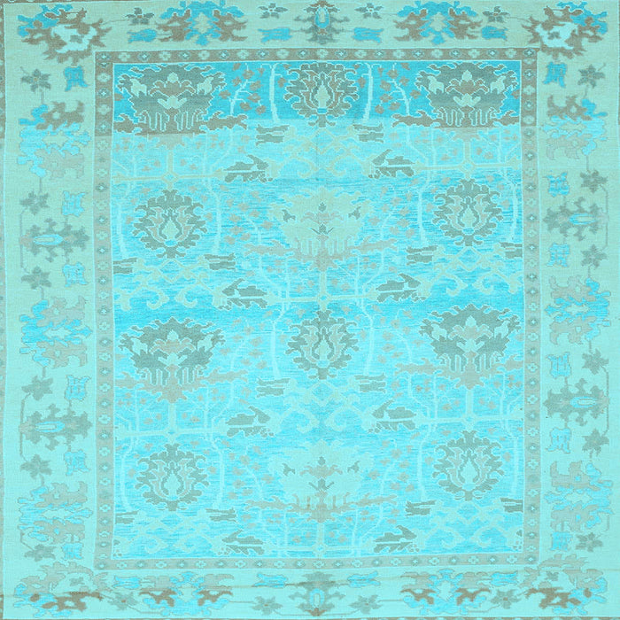 Square Oriental Light Blue Traditional Rug, abs1611lblu