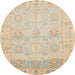 Round Abstract Brown Oriental Rug, abs1611