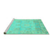 Sideview of Machine Washable Oriental Turquoise Traditional Area Rugs, wshabs1611turq