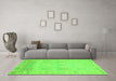 Machine Washable Oriental Green Traditional Area Rugs in a Living Room,, wshabs1611grn