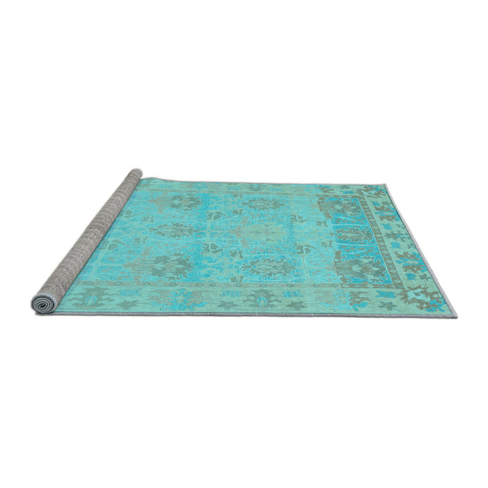 Sideview of Machine Washable Oriental Light Blue Traditional Rug, wshabs1611lblu