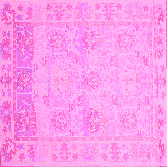 Square Machine Washable Oriental Pink Traditional Rug, wshabs1611pnk