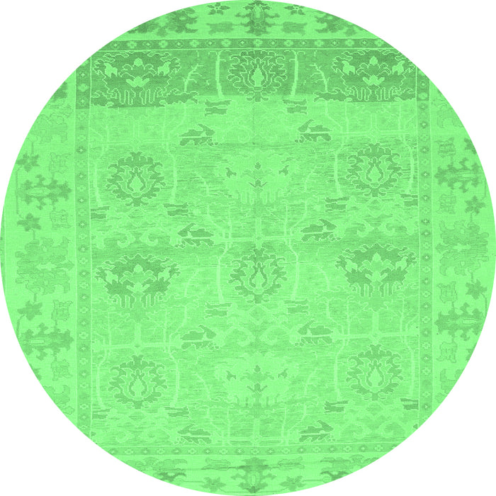 Round Oriental Emerald Green Traditional Rug, abs1611emgrn
