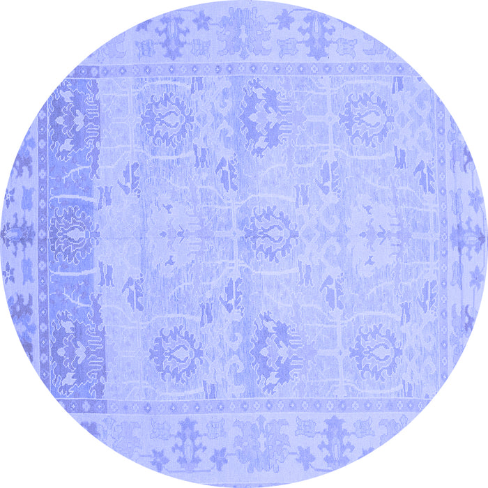 Round Machine Washable Oriental Blue Traditional Rug, wshabs1611blu