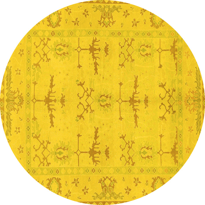 Round Oriental Yellow Traditional Rug, abs1612yw