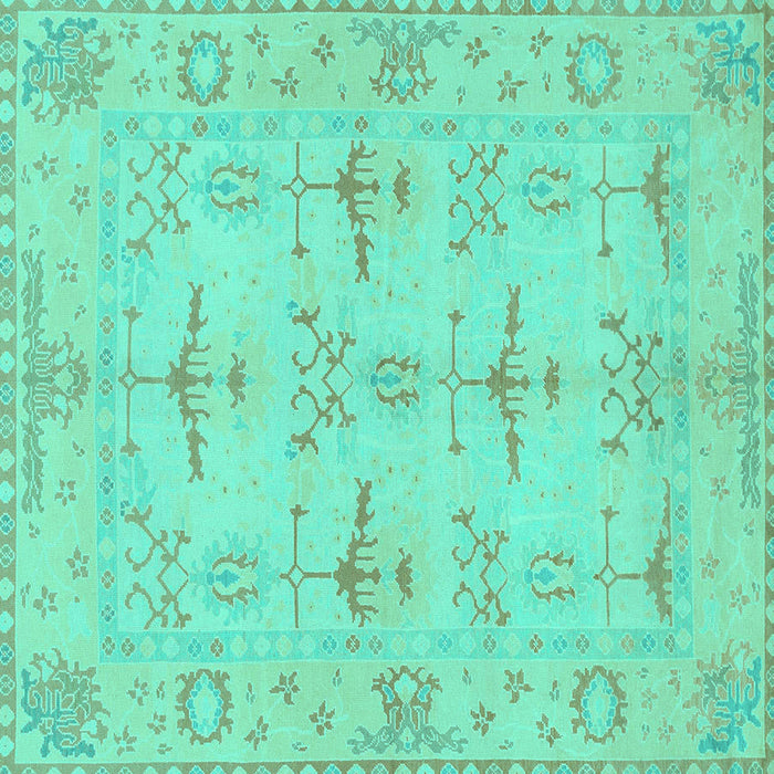 Square Machine Washable Oriental Turquoise Traditional Area Rugs, wshabs1612turq