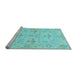 Sideview of Machine Washable Oriental Light Blue Traditional Rug, wshabs1612lblu