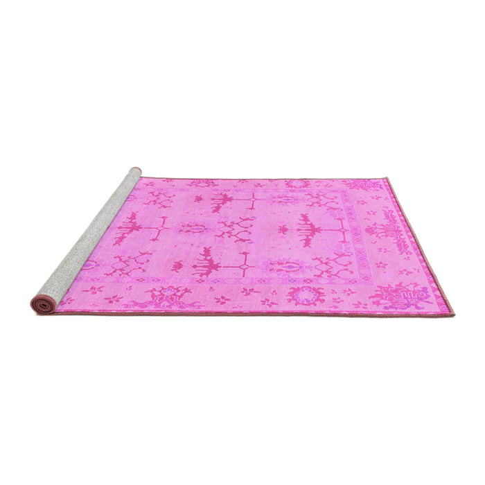 Sideview of Machine Washable Oriental Pink Traditional Rug, wshabs1612pnk