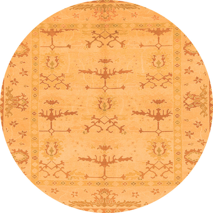 Round Oriental Orange Traditional Rug, abs1612org