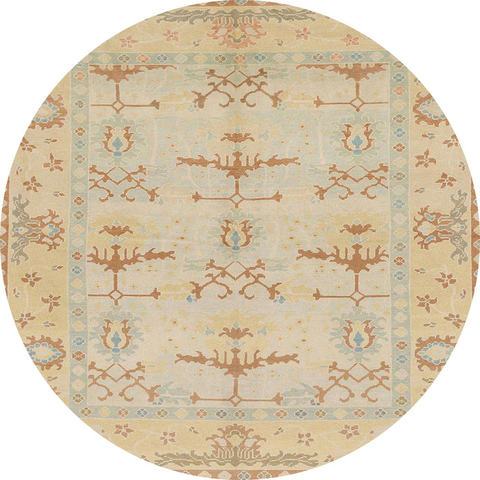 Round Abstract Brown Sand Brown Oriental Rug, abs1612