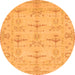 Round Machine Washable Oriental Orange Traditional Area Rugs, wshabs1612org