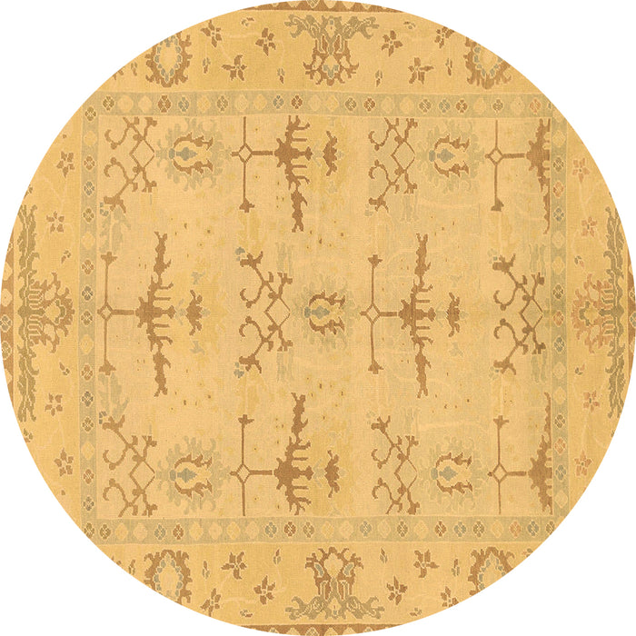 Round Oriental Brown Traditional Rug, abs1612brn