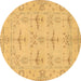 Round Oriental Brown Traditional Rug, abs1612brn