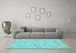 Machine Washable Oriental Light Blue Traditional Rug in a Living Room, wshabs1612lblu