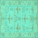 Square Oriental Turquoise Traditional Rug, abs1612turq