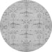 Round Machine Washable Oriental Gray Traditional Rug, wshabs1612gry