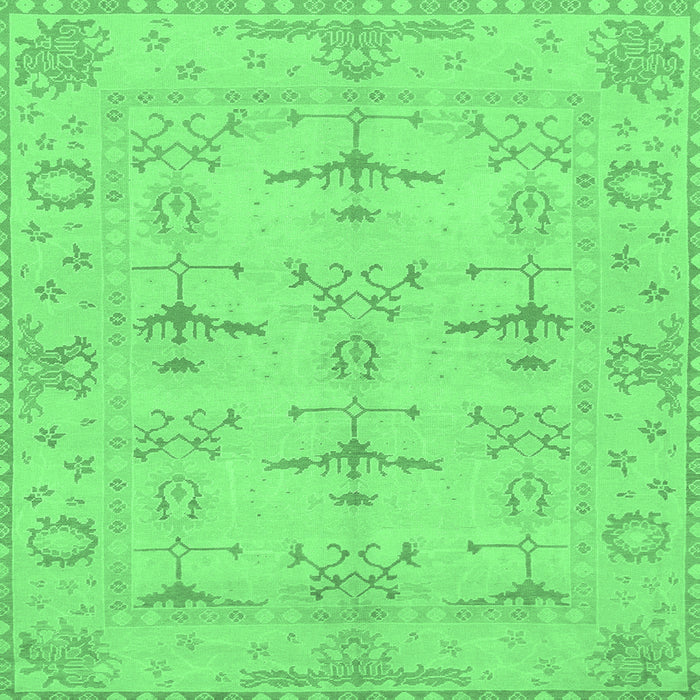Square Machine Washable Oriental Emerald Green Traditional Area Rugs, wshabs1612emgrn