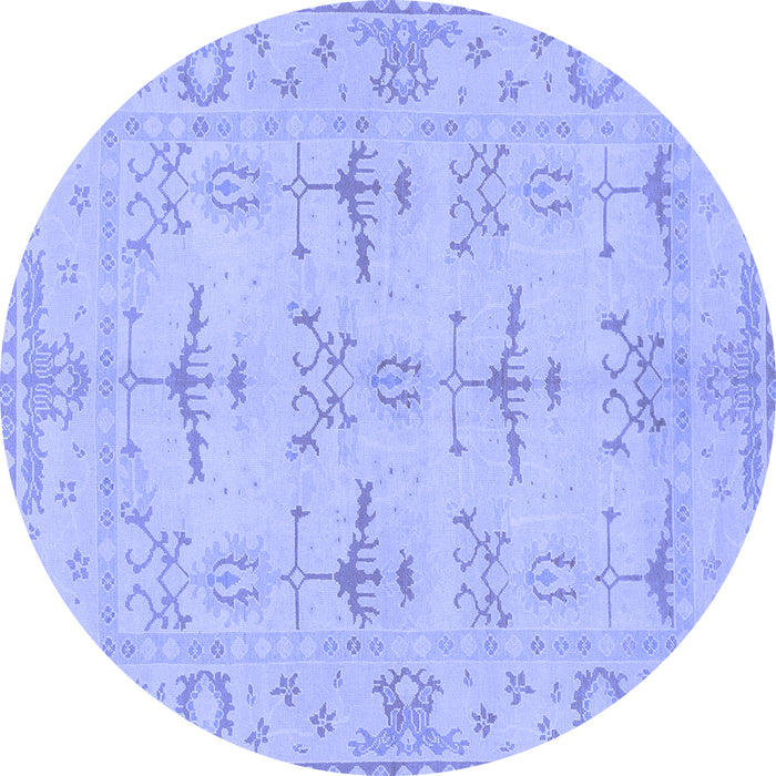 Round Machine Washable Oriental Blue Traditional Rug, wshabs1612blu