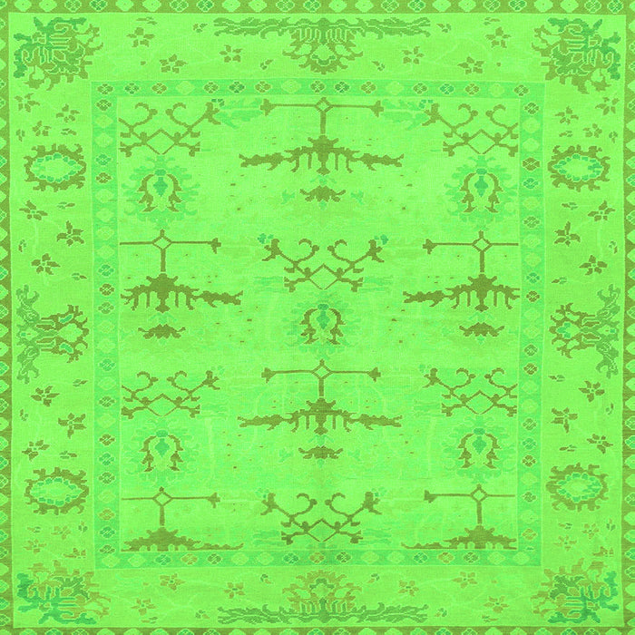 Square Machine Washable Oriental Green Traditional Area Rugs, wshabs1612grn