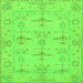 Square Machine Washable Oriental Green Traditional Area Rugs, wshabs1612grn