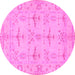 Round Oriental Pink Traditional Rug, abs1612pnk