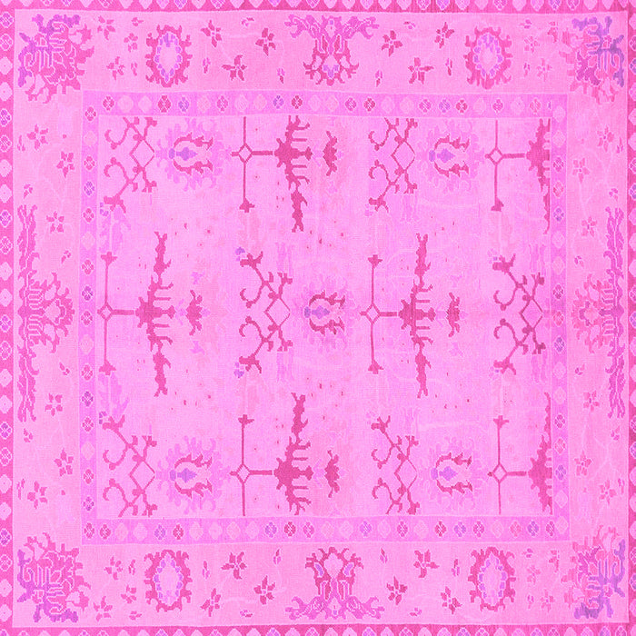 Square Machine Washable Oriental Pink Traditional Rug, wshabs1612pnk