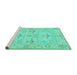 Sideview of Machine Washable Oriental Turquoise Traditional Area Rugs, wshabs1612turq