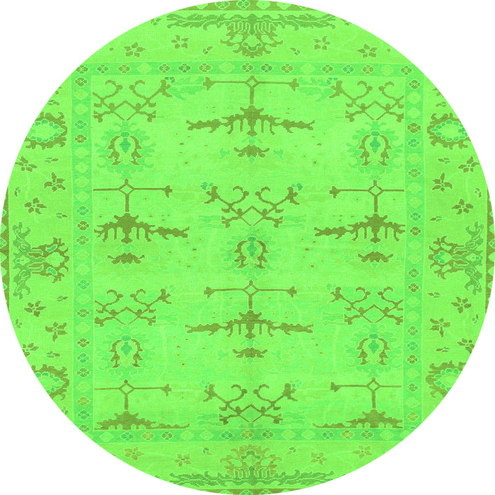 Round Oriental Green Traditional Rug, abs1612grn