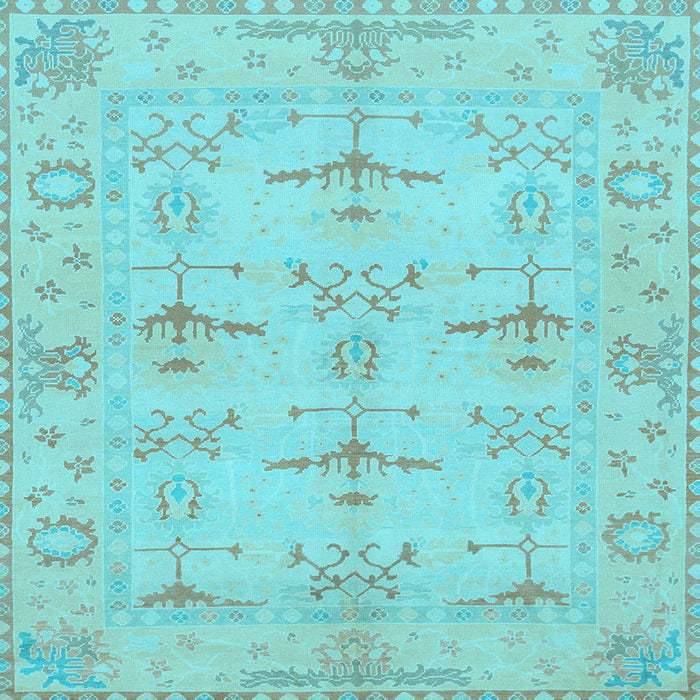 Square Machine Washable Oriental Light Blue Traditional Rug, wshabs1612lblu