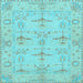 Square Machine Washable Oriental Light Blue Traditional Rug, wshabs1612lblu