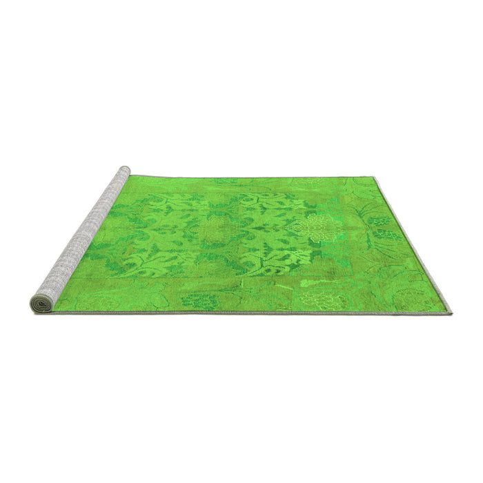 Sideview of Machine Washable Oriental Green Traditional Area Rugs, wshabs1613grn