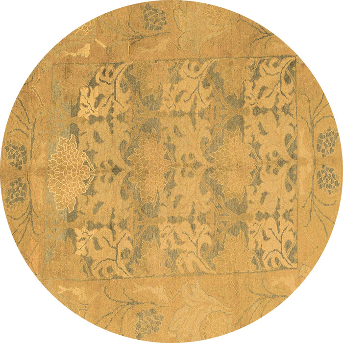 Round Machine Washable Oriental Brown Traditional Rug, wshabs1613brn