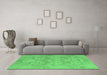 Machine Washable Oriental Emerald Green Traditional Area Rugs in a Living Room,, wshabs1613emgrn