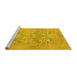 Sideview of Machine Washable Oriental Yellow Traditional Rug, wshabs1613yw