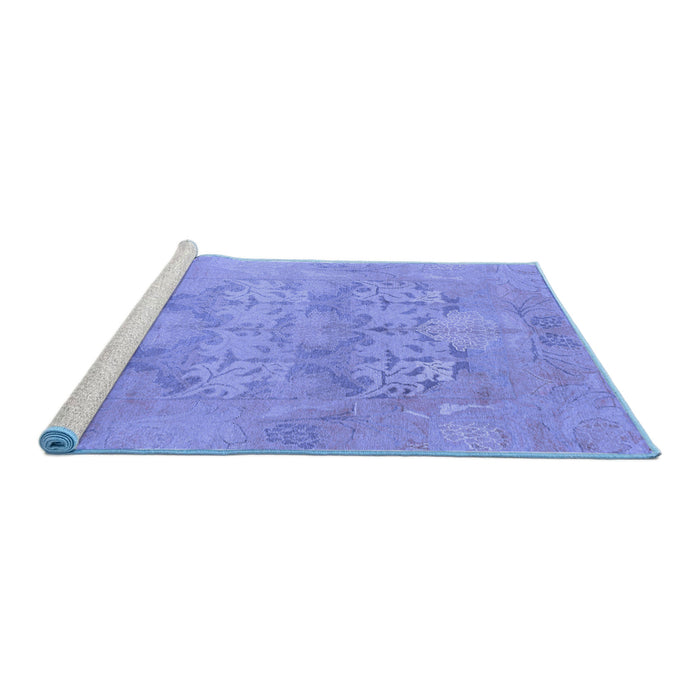Sideview of Machine Washable Oriental Blue Traditional Rug, wshabs1613blu