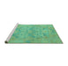 Sideview of Machine Washable Oriental Turquoise Traditional Area Rugs, wshabs1613turq