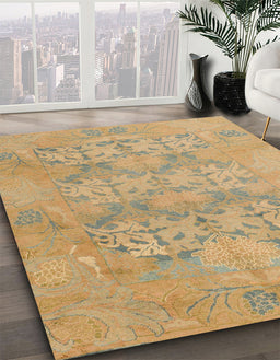 Abstract Caramel Brown Oriental Rug in Family Room, abs1613