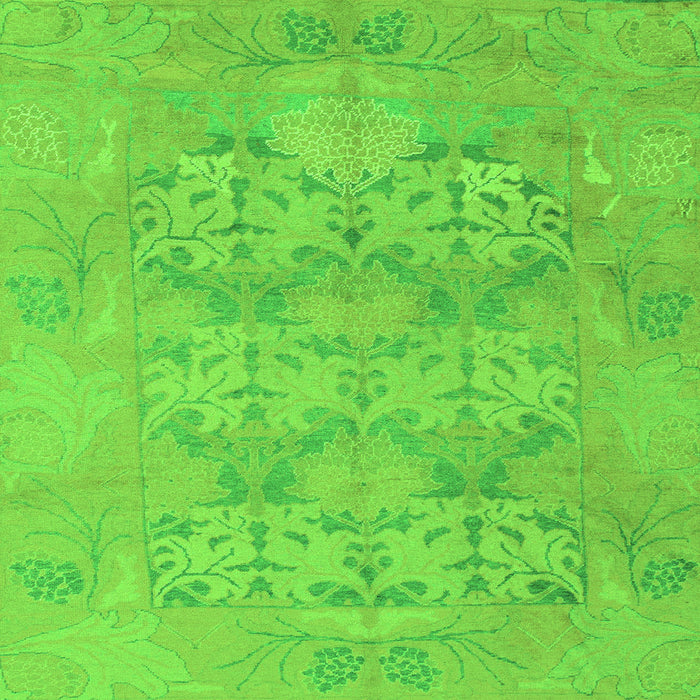 Square Oriental Green Traditional Rug, abs1613grn