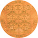 Round Machine Washable Oriental Orange Traditional Area Rugs, wshabs1613org