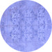 Round Oriental Blue Traditional Rug, abs1613blu