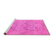 Sideview of Machine Washable Oriental Pink Traditional Rug, wshabs1613pnk