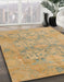 Abstract Caramel Brown Oriental Rug in Family Room, abs1613