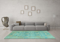 Machine Washable Oriental Light Blue Traditional Rug, wshabs1613lblu