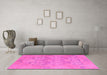 Machine Washable Oriental Pink Traditional Rug in a Living Room, wshabs1613pnk