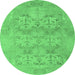 Round Oriental Emerald Green Traditional Rug, abs1613emgrn