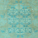 Square Machine Washable Oriental Light Blue Traditional Rug, wshabs1613lblu