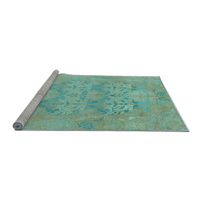Sideview of Machine Washable Oriental Light Blue Traditional Rug, wshabs1613lblu