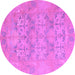 Round Oriental Purple Traditional Rug, abs1613pur