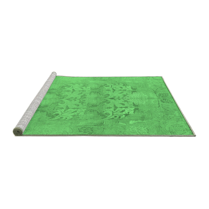 Sideview of Machine Washable Oriental Emerald Green Traditional Area Rugs, wshabs1613emgrn